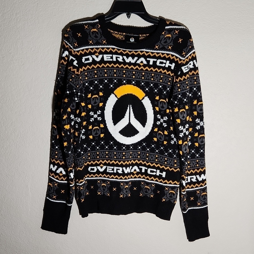 Overwatch Ugly Christmas Sweater Small Black Yellow